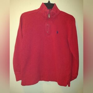 Polo By Ralph Lauren Red Quarter-Zip Pullover Boy's Size L (14/16) Pony Preppy